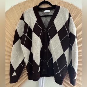 Oak+fort plaid argyle cardigan